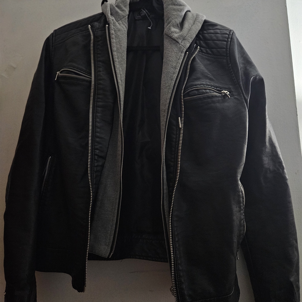 Forever 21 Black Jacket with Gray Hoodie